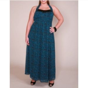 Torrid blue leopard print maxi dress, 0,NWOT
